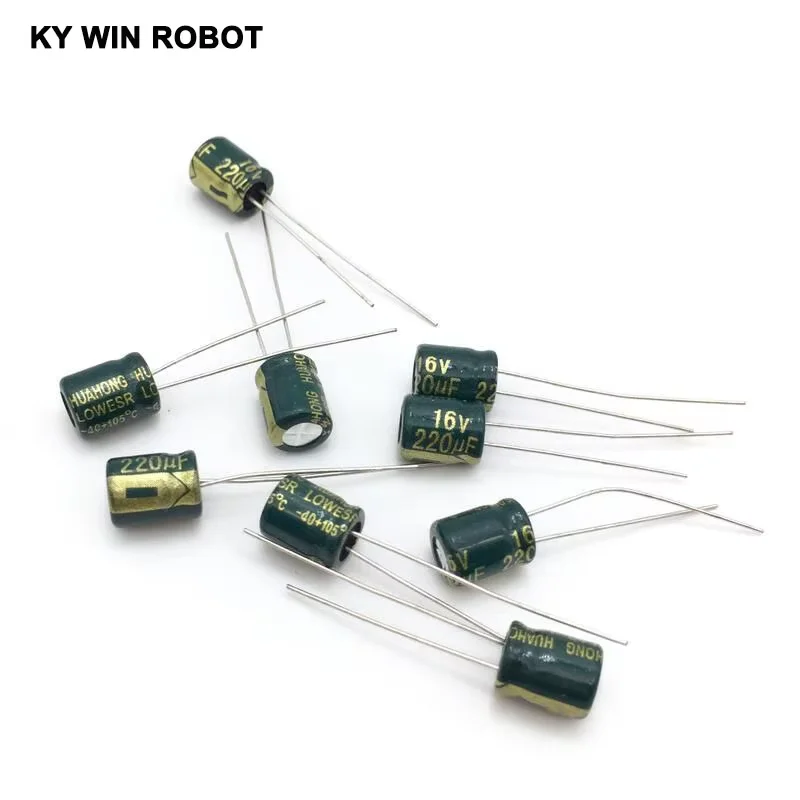 50PCS/LOT 16V 220UF 6*12mm high frequency low impedance aluminum electrolytic capacitor 220uf 16v