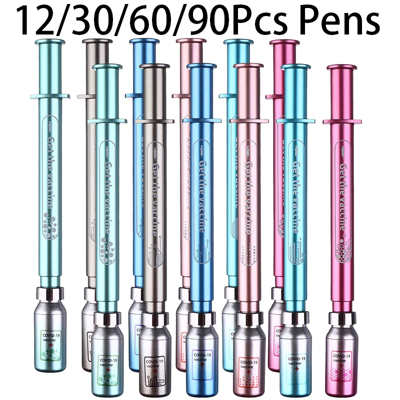 12-90Pcs Light-Emitting Syringe Neutral Pens Active Vaccination Pen With Light Simulation Vaccine Pen Wholesale