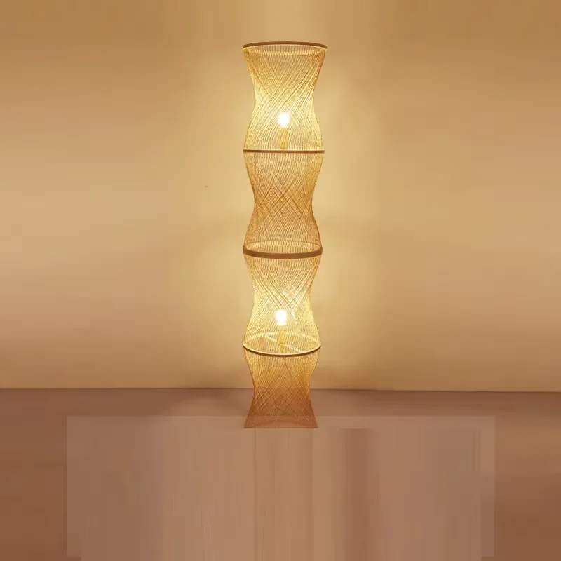 Factory Custom Chinese Ancient Style Lampshade Living Room Bamboo Lamps and Lanterns Japanese Bamboo Woven Lampshade