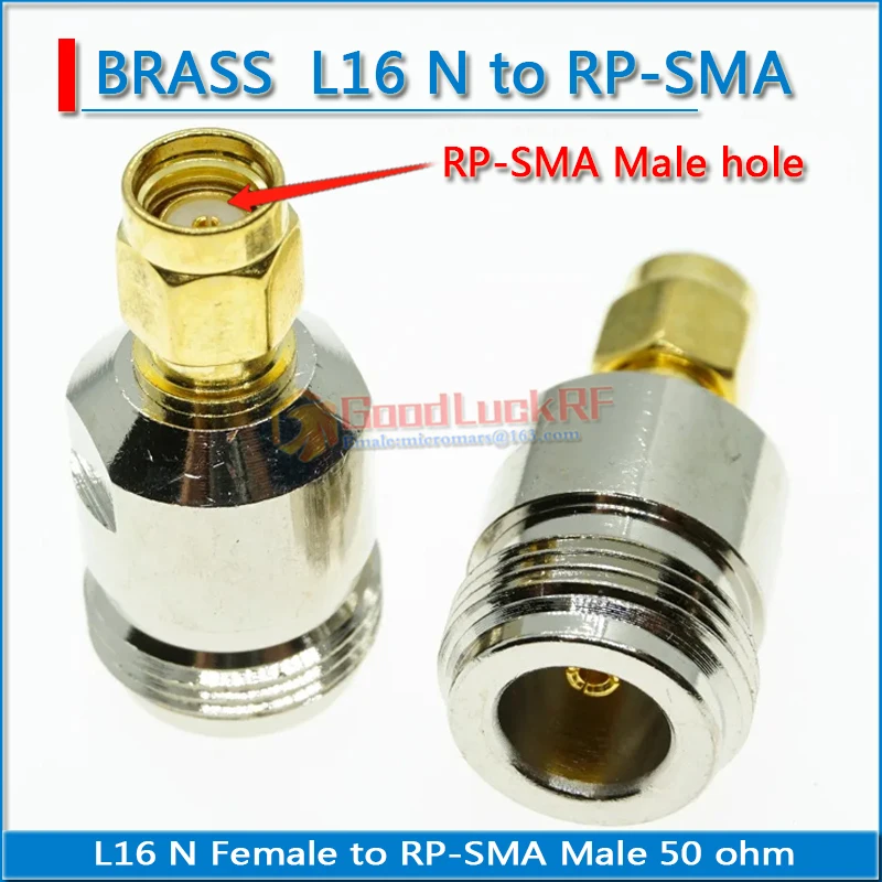 L16 N Female to RP-SMA RPSMA RP SMA Male Plug Gold Plated Brass Straight N to RPSMA RF Connector Coaxial Adapters