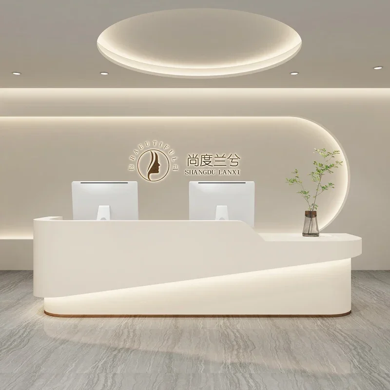 Aesthetic Salon Reception Counter Dhome Room Office Table Home Beauty Institute Furniture Luxury Escritorio Front Desk Curved