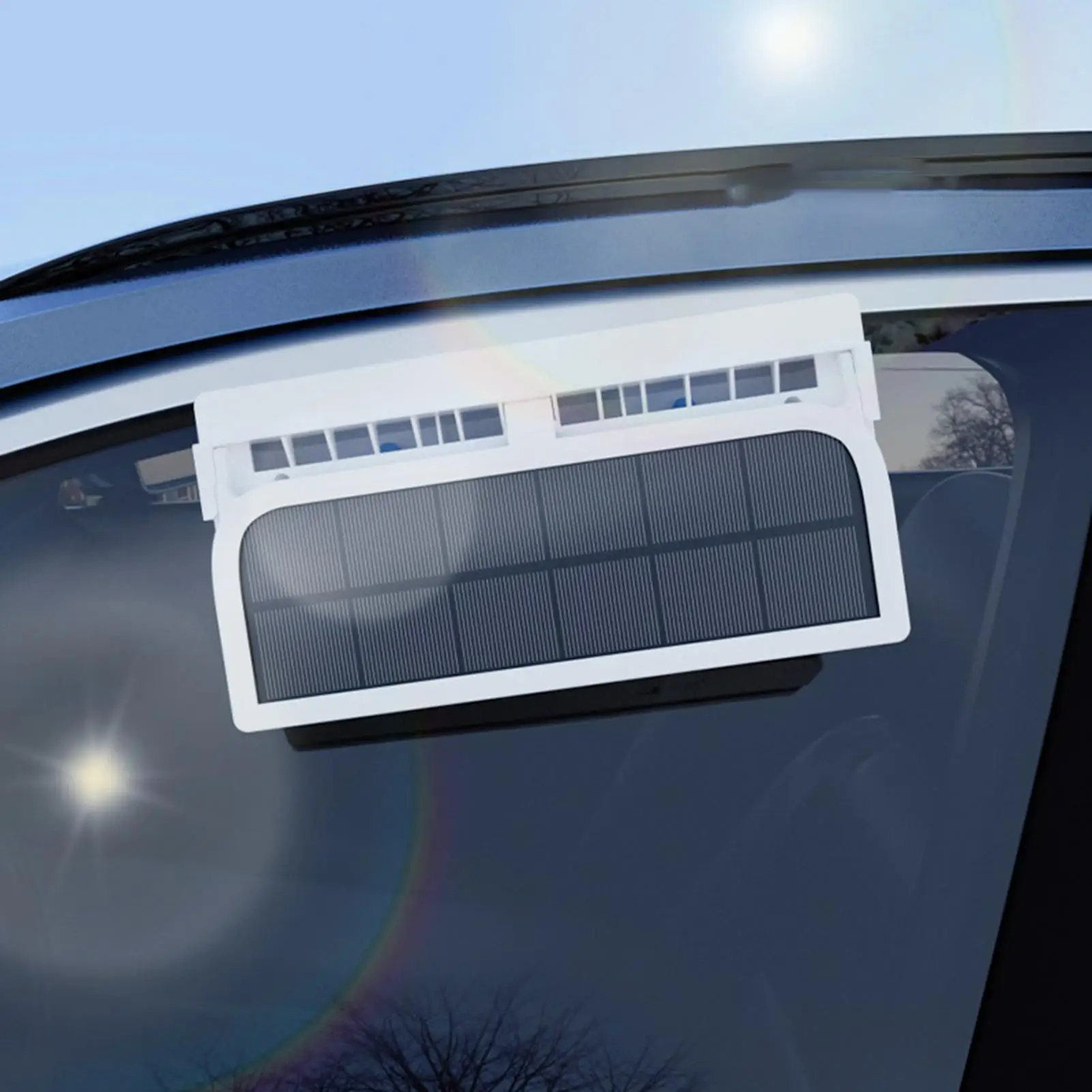 Solar Fan For Car Three Outlets Vehicle Ventilation Radiator With Light Car Fan For Van Truck Highway Vehicle RV SUV Daily