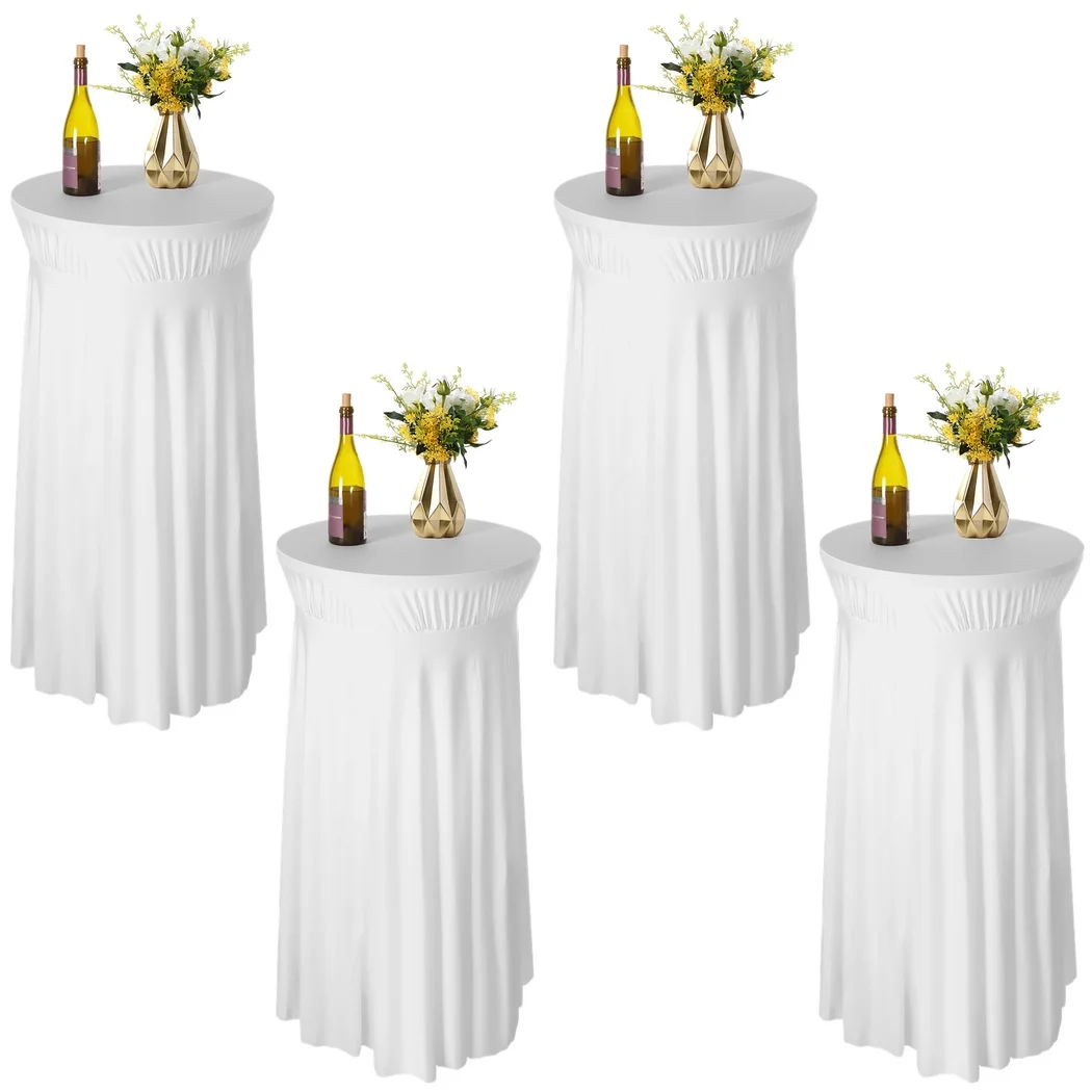 

4 Packs Round Lycra Cocktail Tablecloths Spandex Table Cover Stretch Square Tablecloths For Fitted High Top Bar Wedding Banquet