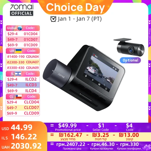 Nueva cámara de salpicadero 70mai A410 1440P 2,5 K imagen F1.55 GPS compatible con doble canal visión nocturna 24H estacionamiento versión mejorada. de 70mai A400