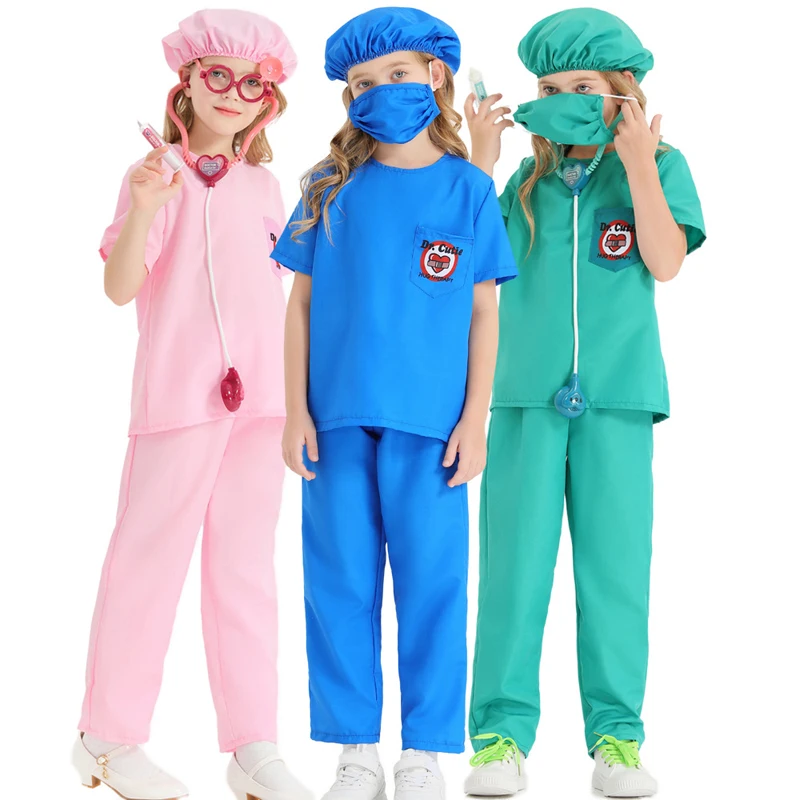 Unisex Kids Doctor Head Nurse Costume Hospital veterinary Book Week Playsuit Cosplay Fancy Party Dress Carnival Halloween