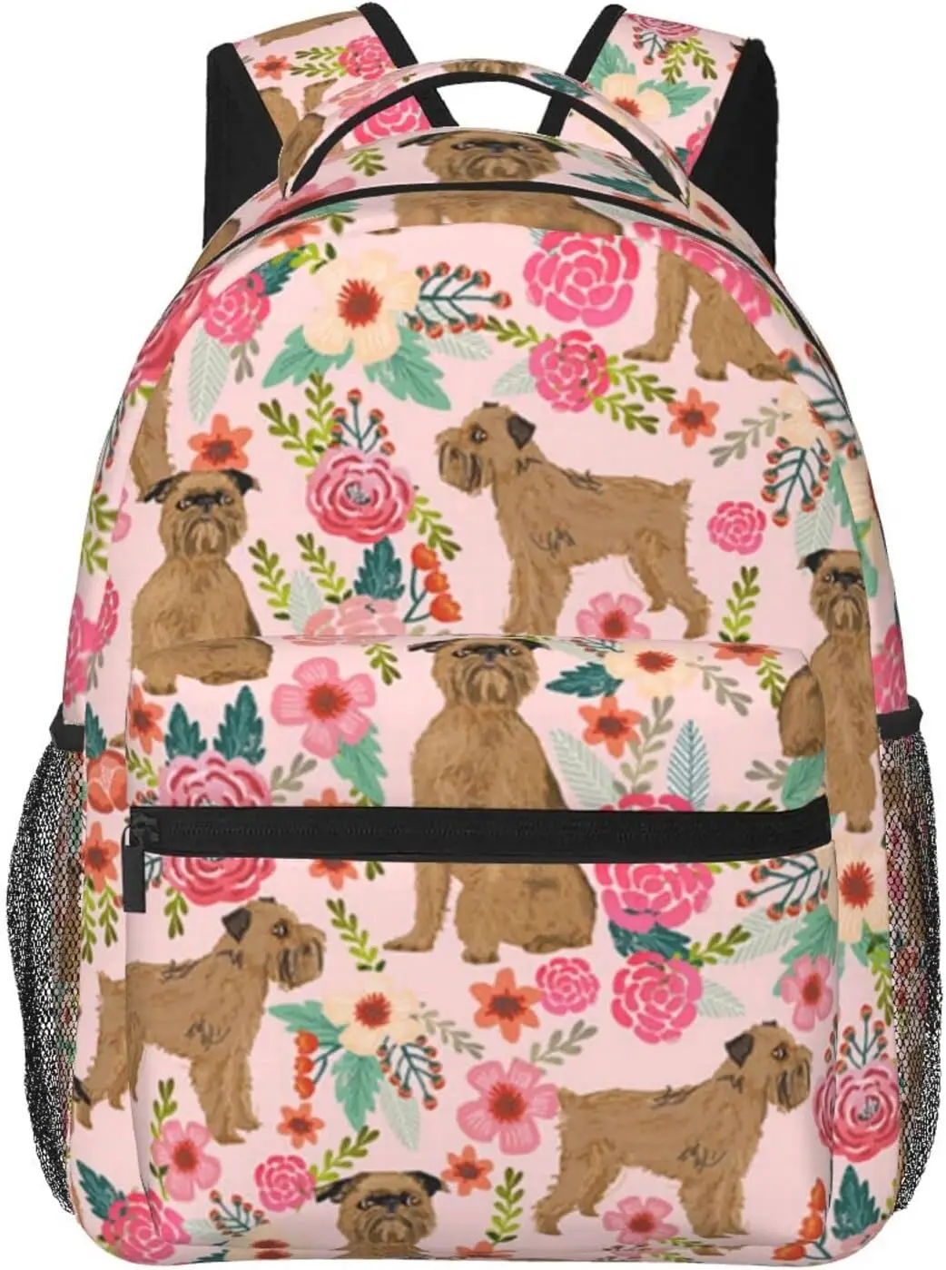 

Griffon Dog Floral Art Rucksack Durable Polyester Anti-Theft Multipurpose Bookbag Big Capacity Travel Sport Backpack Rucksack