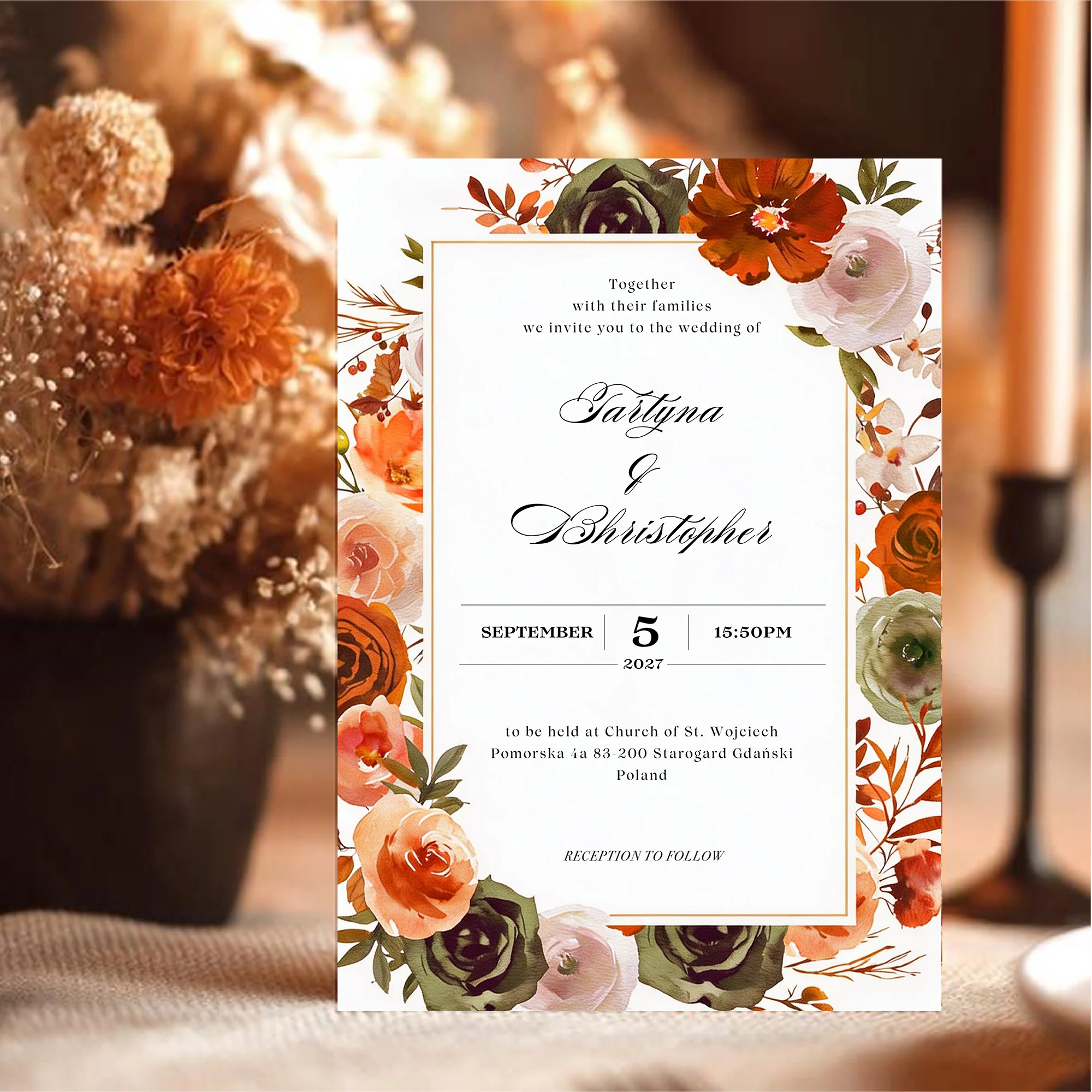 

Bohemian Wedding Invitations customized,Personalized Wedding Invitation Cards,Fit for a Country-Style Wedding