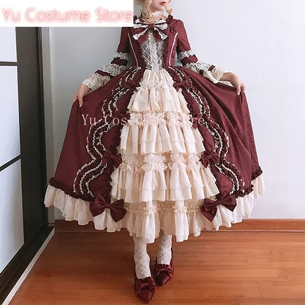 

Medieval Gothic Vintage Lolita Dress Women Bow Ruffles Lace Spliced Party Dresses Girls Harajuku Y2k Princess Dress Yu Costume