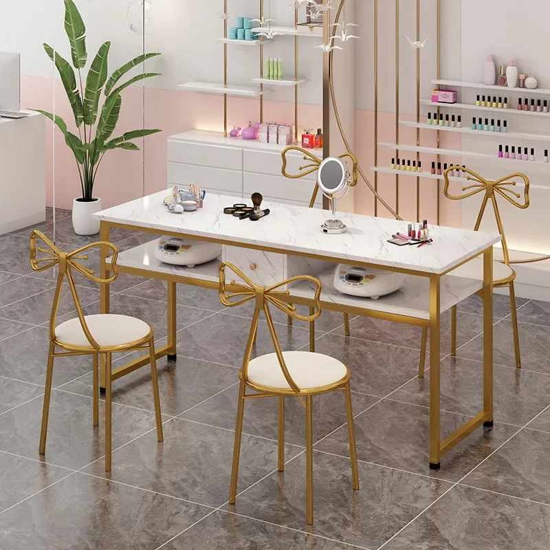 

Net celebrity manicure table chair set single double beauty marble pattern new nail special price economy nail desk