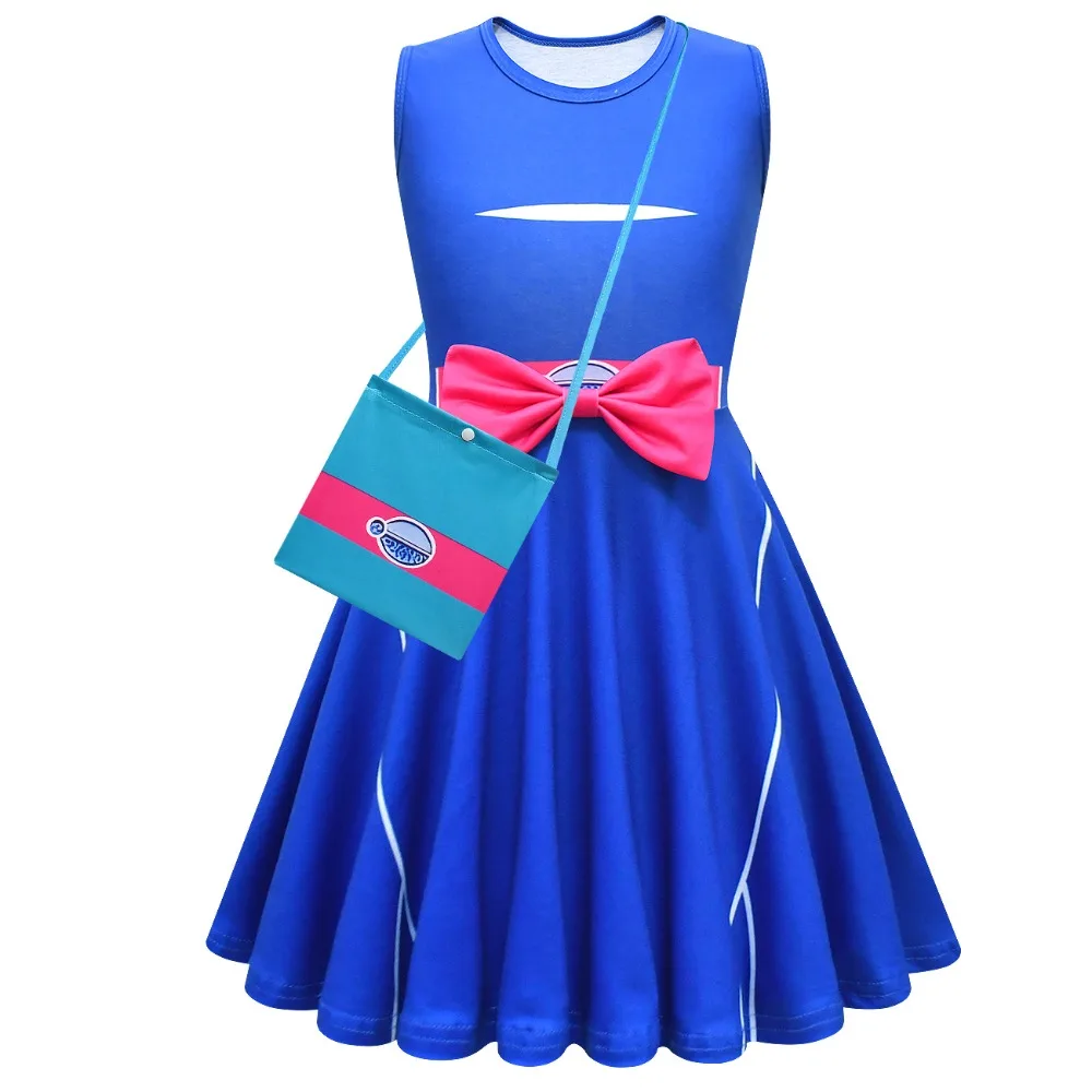 

Kids Zombies 4 Addison Costume Kids Cosplay Dawn of The Vampires Clothes for Girls Sleeveless Dress Bag Carnival Birthday Gifts