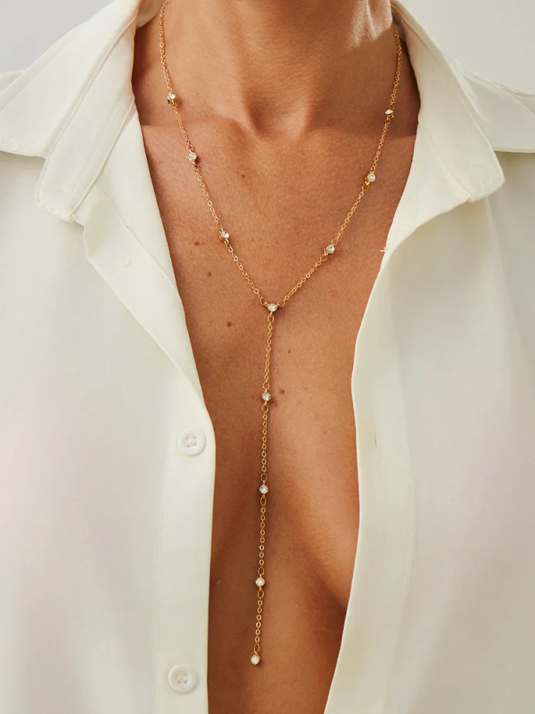 Faionable طويل Nelace المعادن Y-aped شرابة سلسلة الترقوة مجوهرات عبر الحدود الهيب هوب Ins Feng ui الماس لوبون سلسلة #1