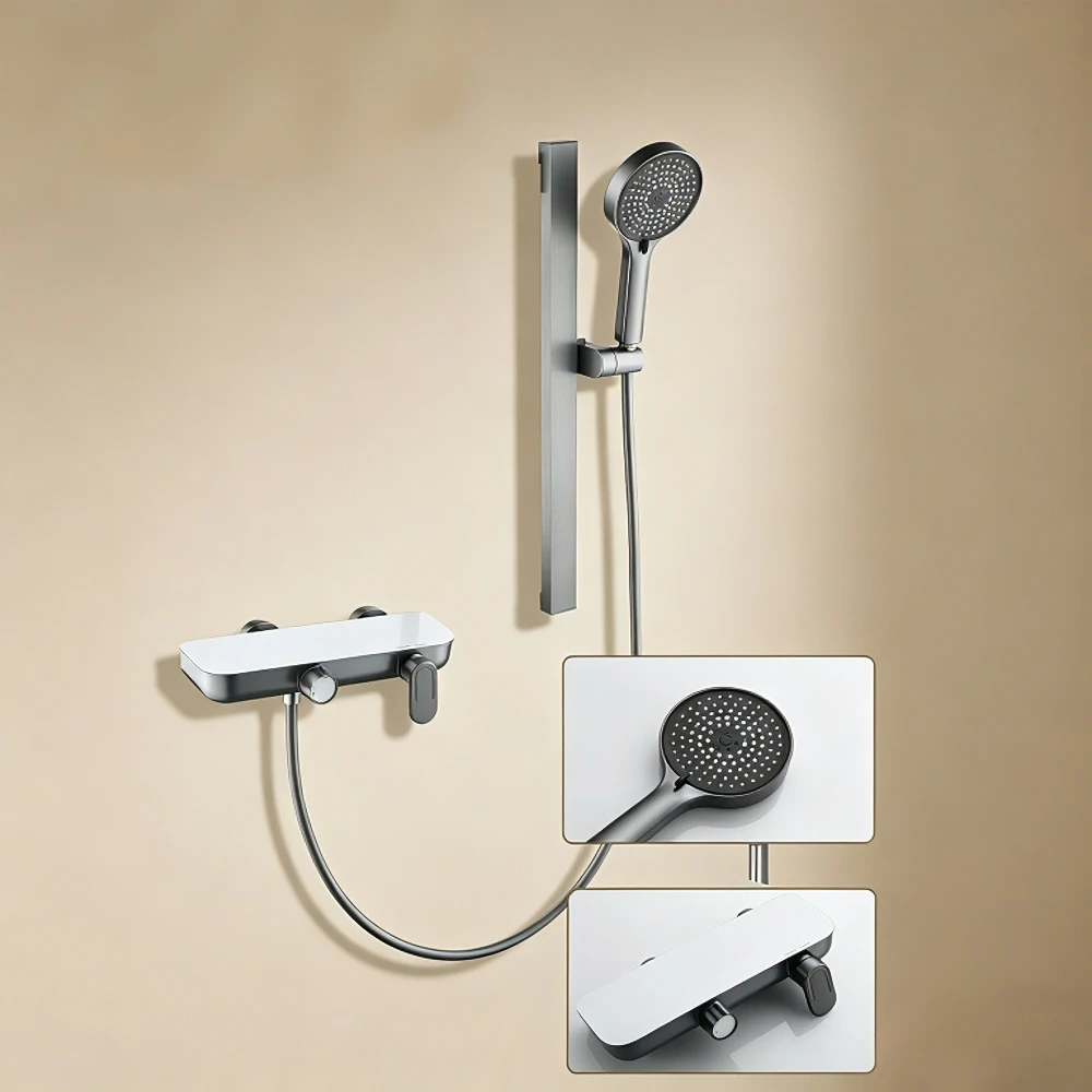 Brass Waterway Shower Mixer Crane with Hand Shower Set Wall Mounted Bathroom Shower Faucet Set 2-way Water Showers System Set