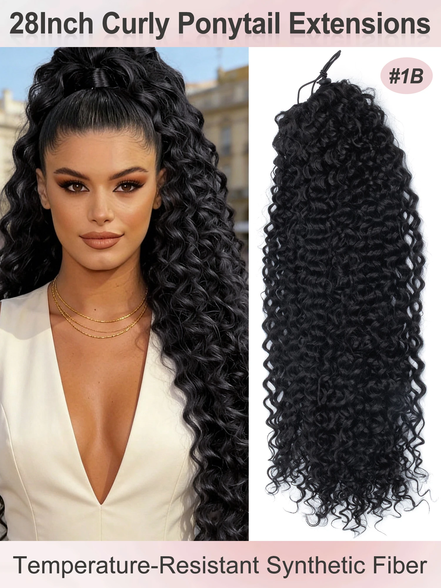 

Kinky Curly Drawstring Ponytail Synthetic Hair Afro Curly Hair Pieces Women Daily Wear