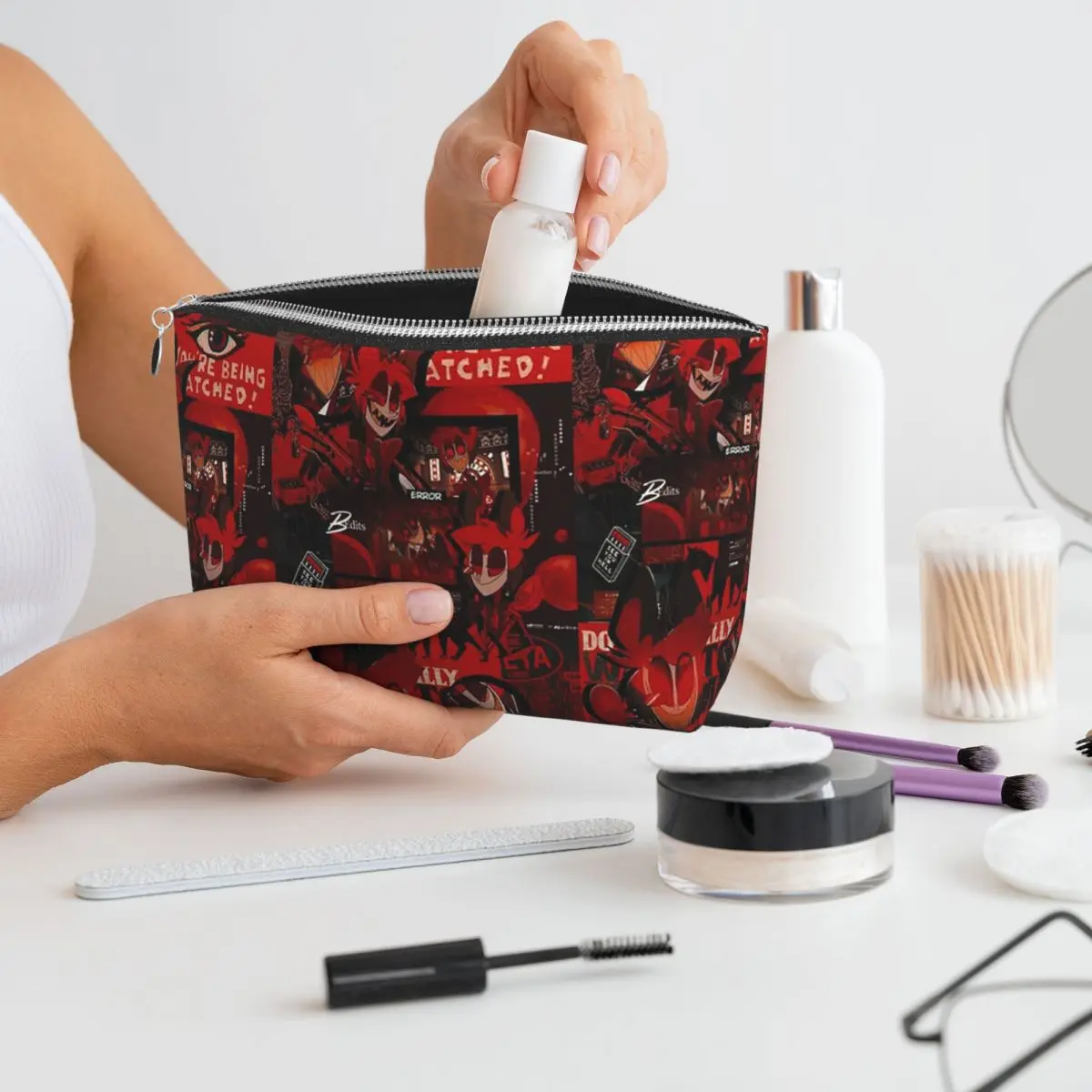 

Alastor Error Women Cosmetic Bags Travel Makeup Organizer Pouch Toiletry Storage Dopp Kit Case