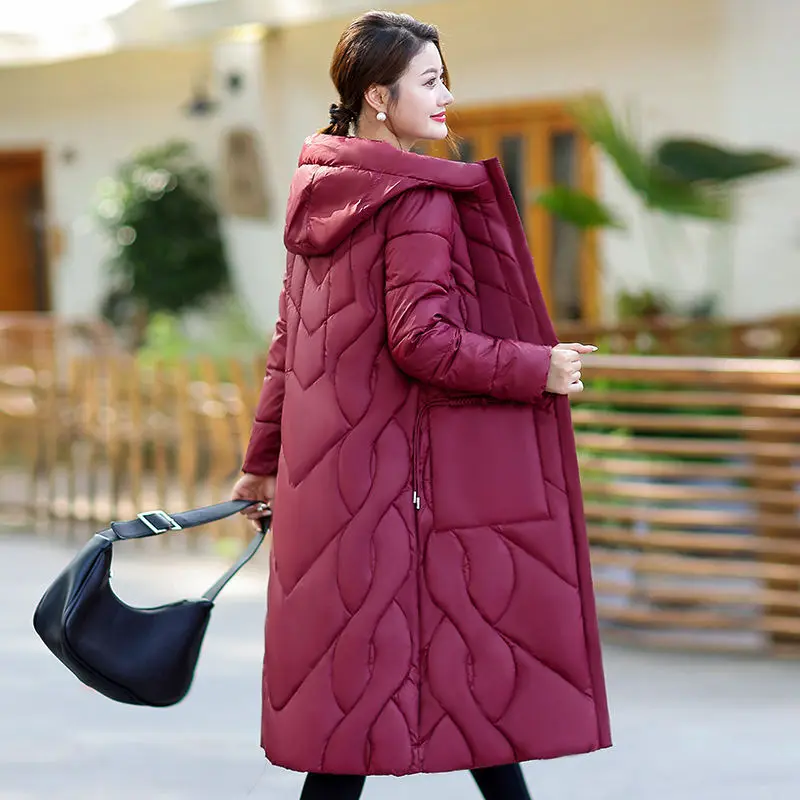 fashion hooded Thick warm down cotton jacket women Mid-Length Parkas winter new middle-aged mom padded coat Female overcoat T630