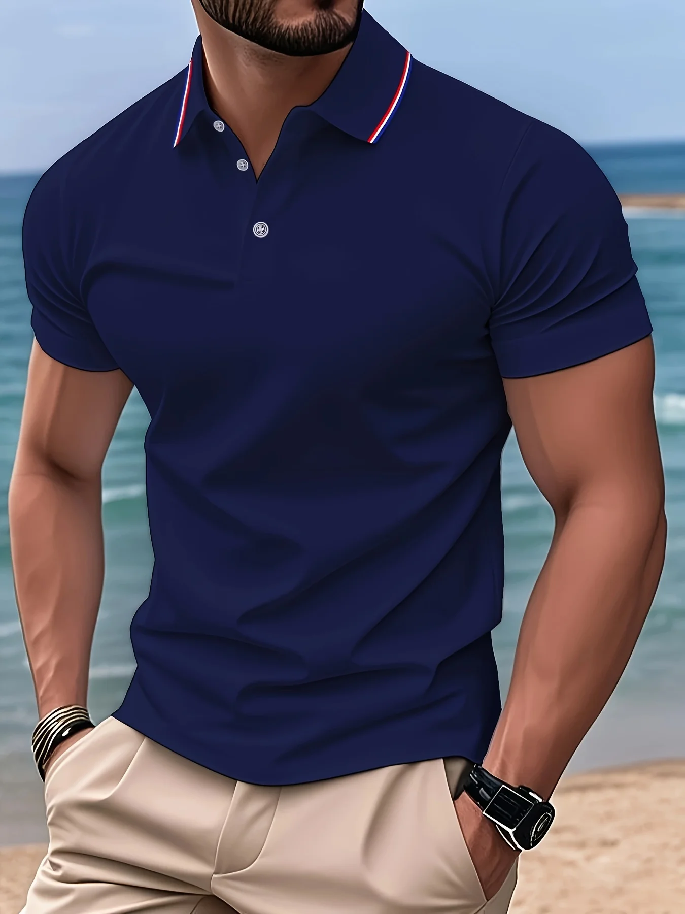 Men's Polo Shirt Collar Top, Summer T-shirt for Both Inside and Outside, Outdoor Casual Wear, Sportswear, Men's Business T-shirt