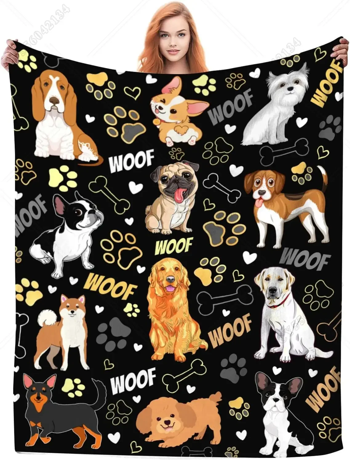 Dog Blanket Soft Cozy Dog Flannel Throw Blanket Gifts for Dog Lovers Warm Lightweight Blankets for Girls Boys Kids Women Adults