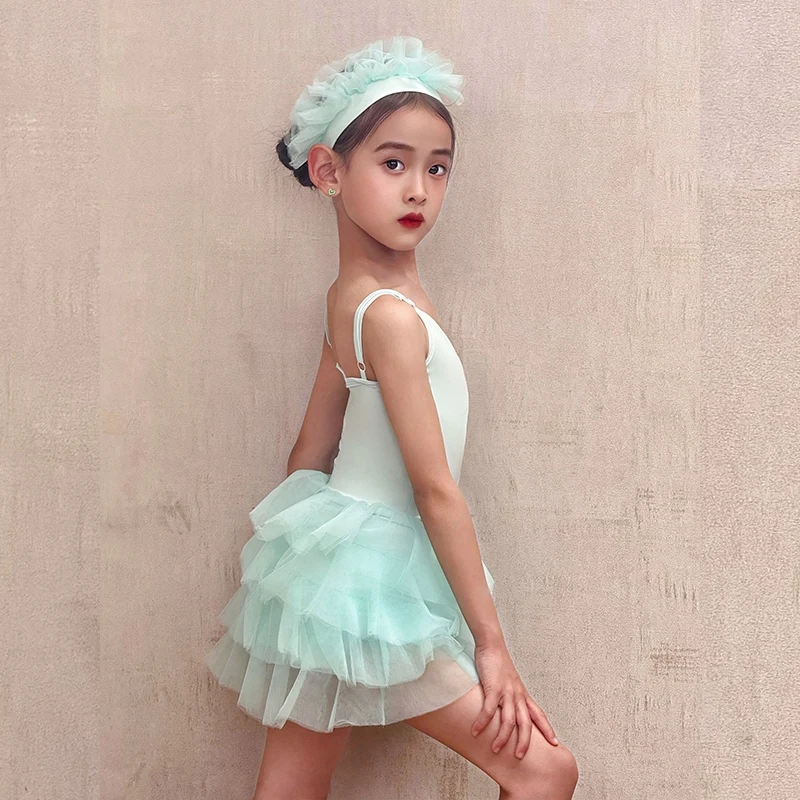 Girls Princess Dress Summer Latin Dance Performance Clothes Puffy Cake Skirt Kids Cha Cha Latin Dance Practice Dress DNV23967