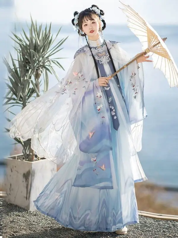 

Noble Princess Hanfu Chinese Ancient Yunshouldered Ming Style Standing Collar Diagonal Lapel Gown Embroidery