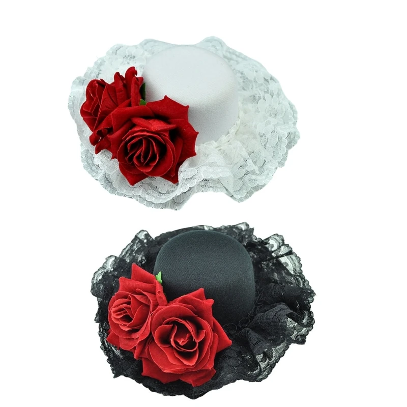 Unique Rose Flower Top Hat Headwear Stylish Fascinator Hat Decoration Charm For Women