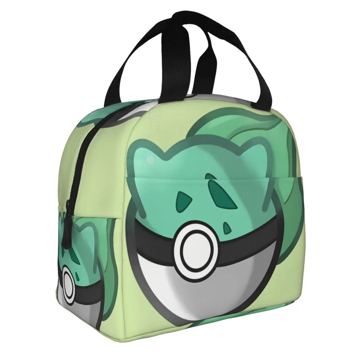 Durable Waterproof For Students School&Office Pocket Monster Pikachu Food Container Oxford Pokemon Green Lunch Food Box