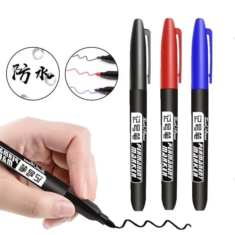 1/3PCS Permanent Marker Pen Manga Drawing Markers Black Blue Red Waterproof Ink Sketch Pens Stationery Art School Supplies