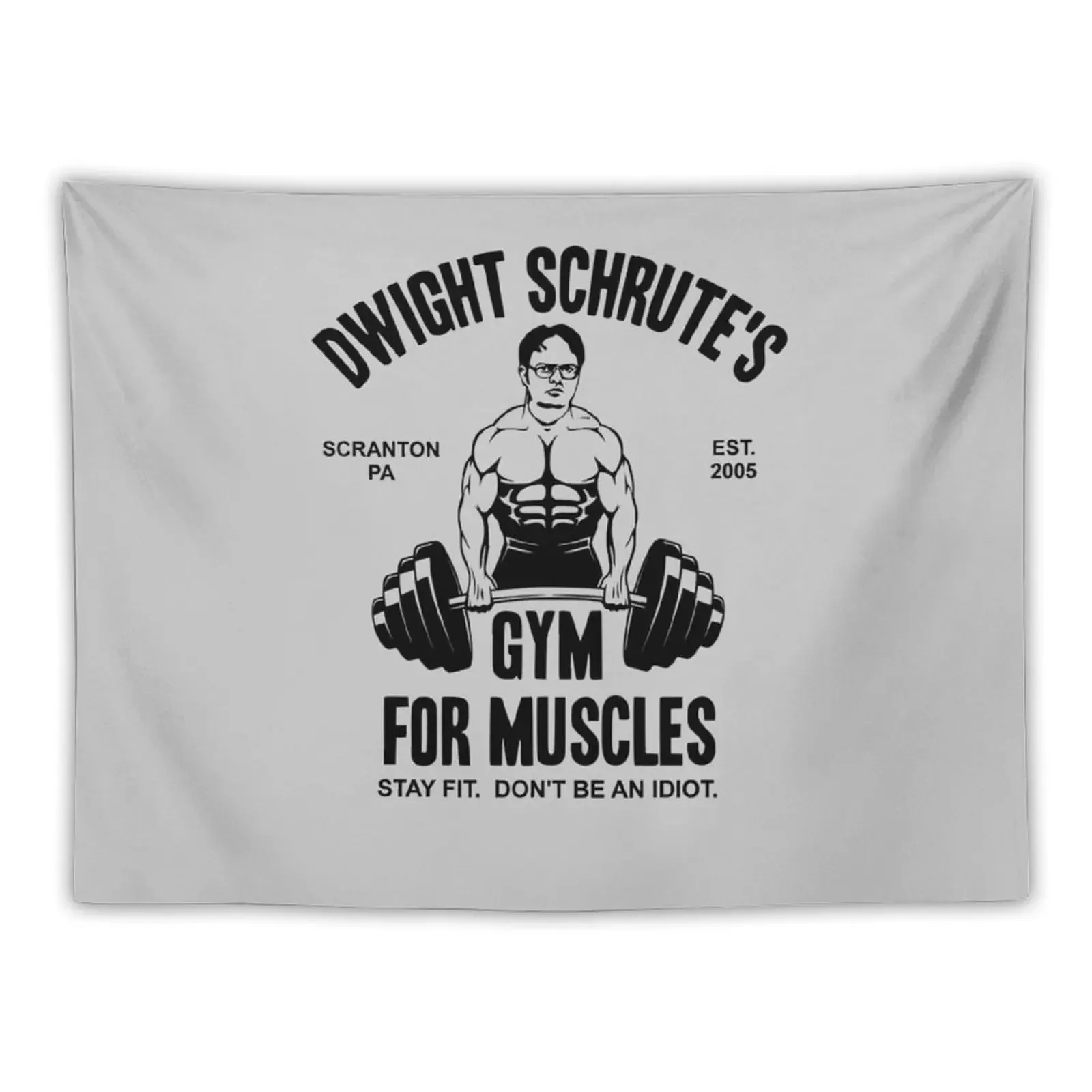 

Dwight Schrute Gym For Muscles Tapestry Wall Deco Outdoor Decor Tapestry