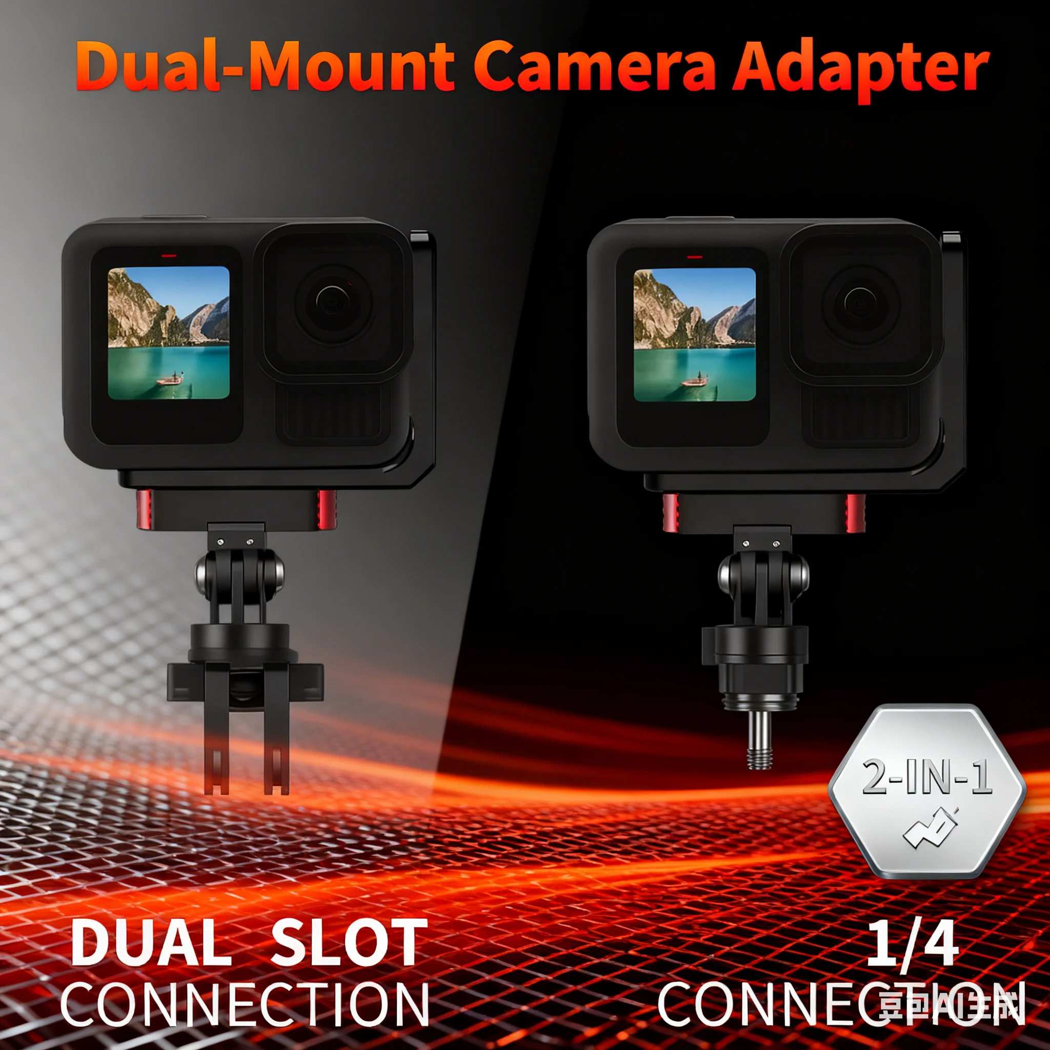 For GoPro 13/12 L Plate Magnetic Bracket, Anti-Slip Dual Buckle, 1/4 Screw, Quick Shooting Angle Change