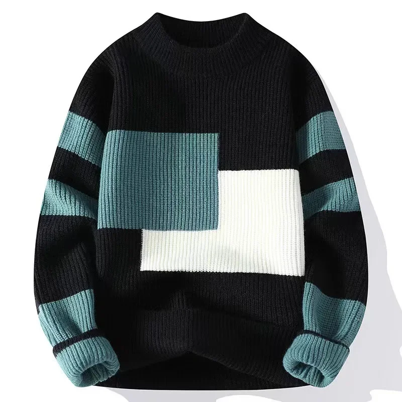 Round Neck Sweater Winter Thickened Loose Vintage Knit Sweater for Men