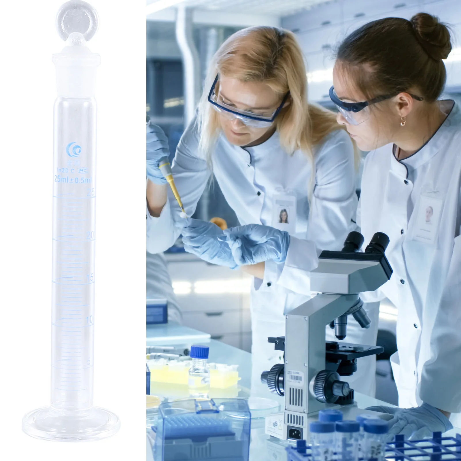 

1Pcs Glass Measuring Cylinder 25ml Durable Thick Graduated Cylinders Laboratory Use Chemical Reagent Safe Stopper Anti Oxidation