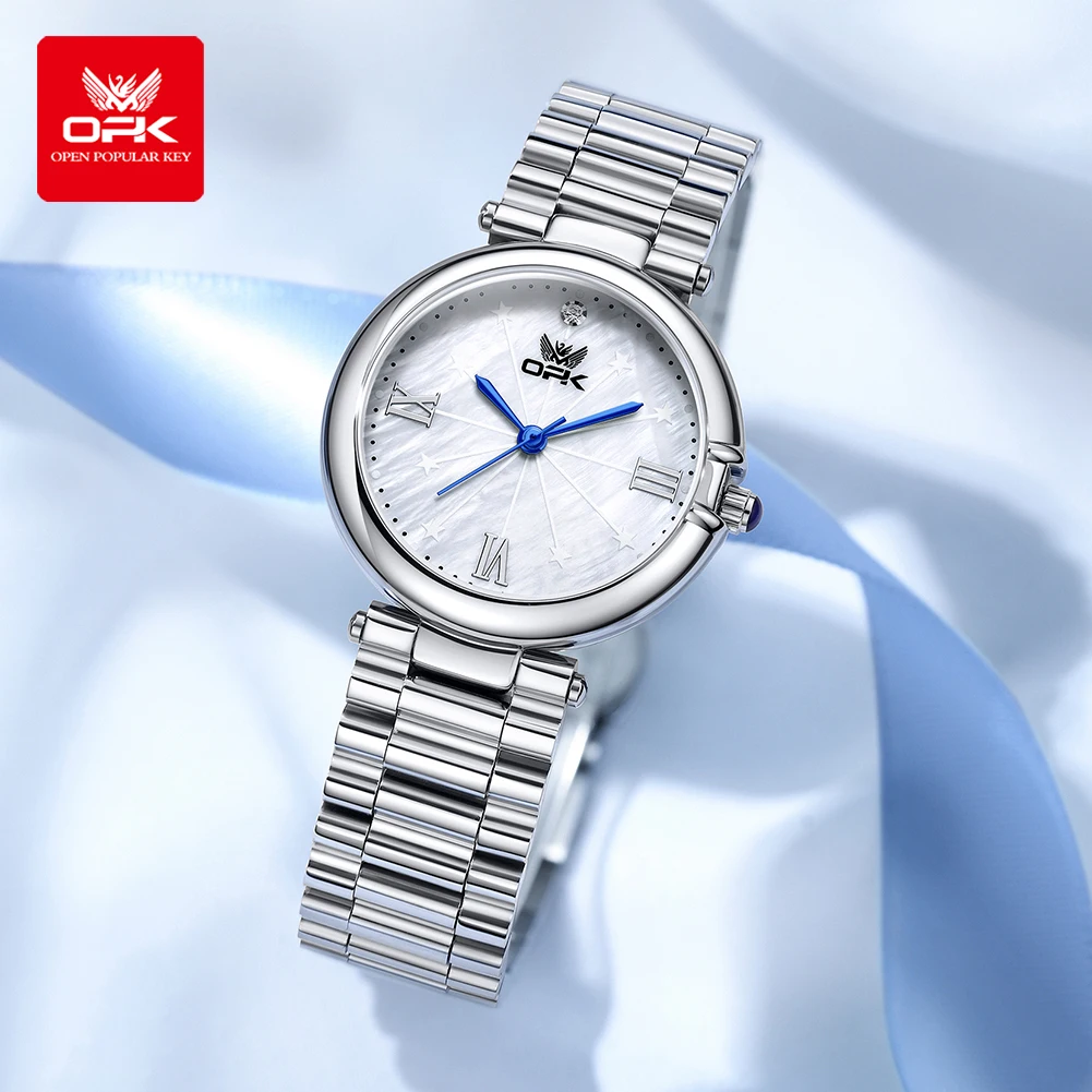 OPK 8182 Elegance Women's Watches Fashion Unique Ladies Quartz Wristwatches Waterproof Luminous Steel Strap Watches For Woman