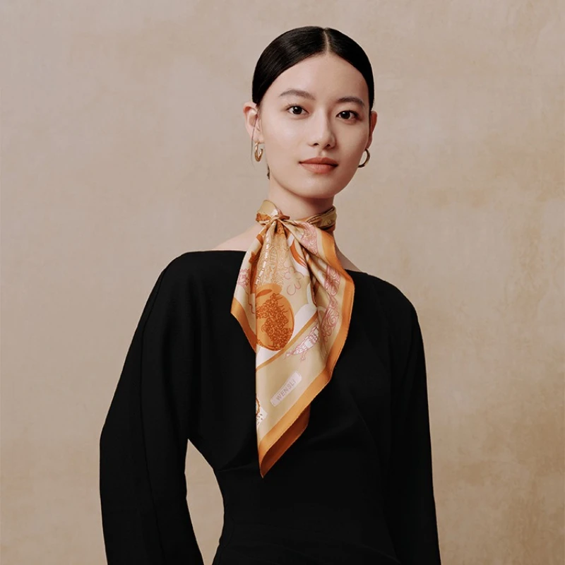 

Wensli Silk Scarf - New Arrival Fashionable, Elegant, Simple Double-Sided Printed Square Scarf