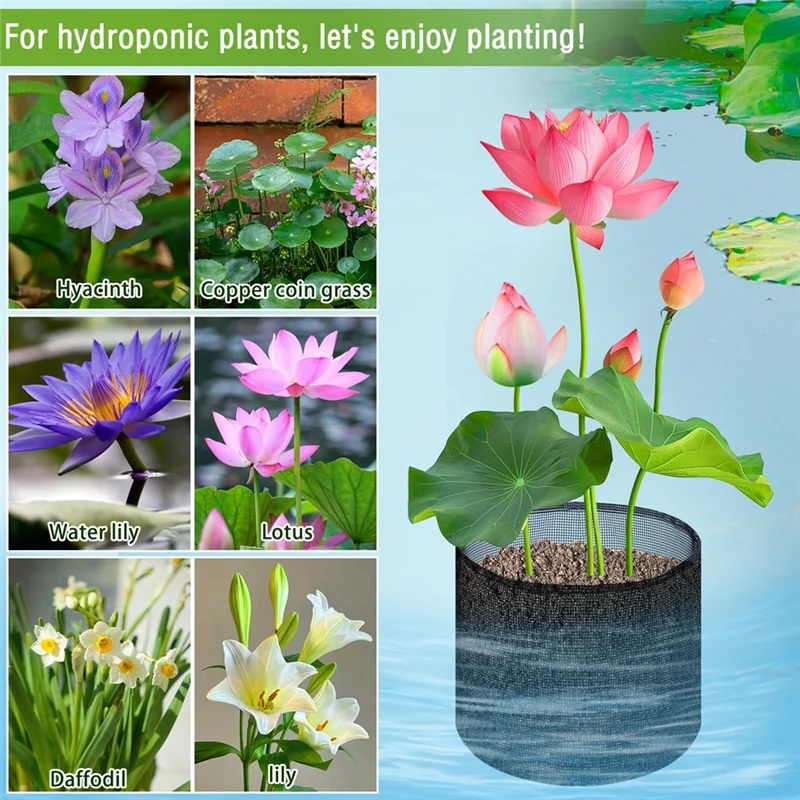 A72P 4 قطع أكياس شبكية للزراعة المائية قابلة للتنفس وقابلة لإعادة الاستخدام، أوعية زنبق مربعة لحدائق المياه #5