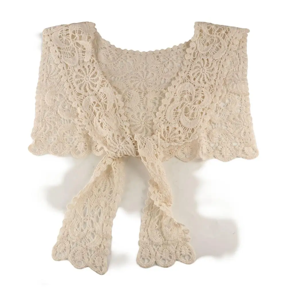 Protège-cou couleur unie fleur crème solaire pour femmes Style coréen foulards chemisier épaules faux col femme écharpe tricoté châle