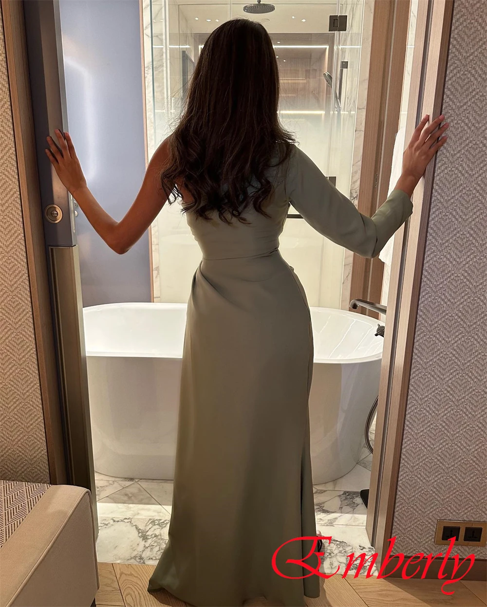 Abito da sera classico personalizzato con maniche lunghe monospalla Abiti da festa di alta qualità Abiti per occasioni speciali di moda