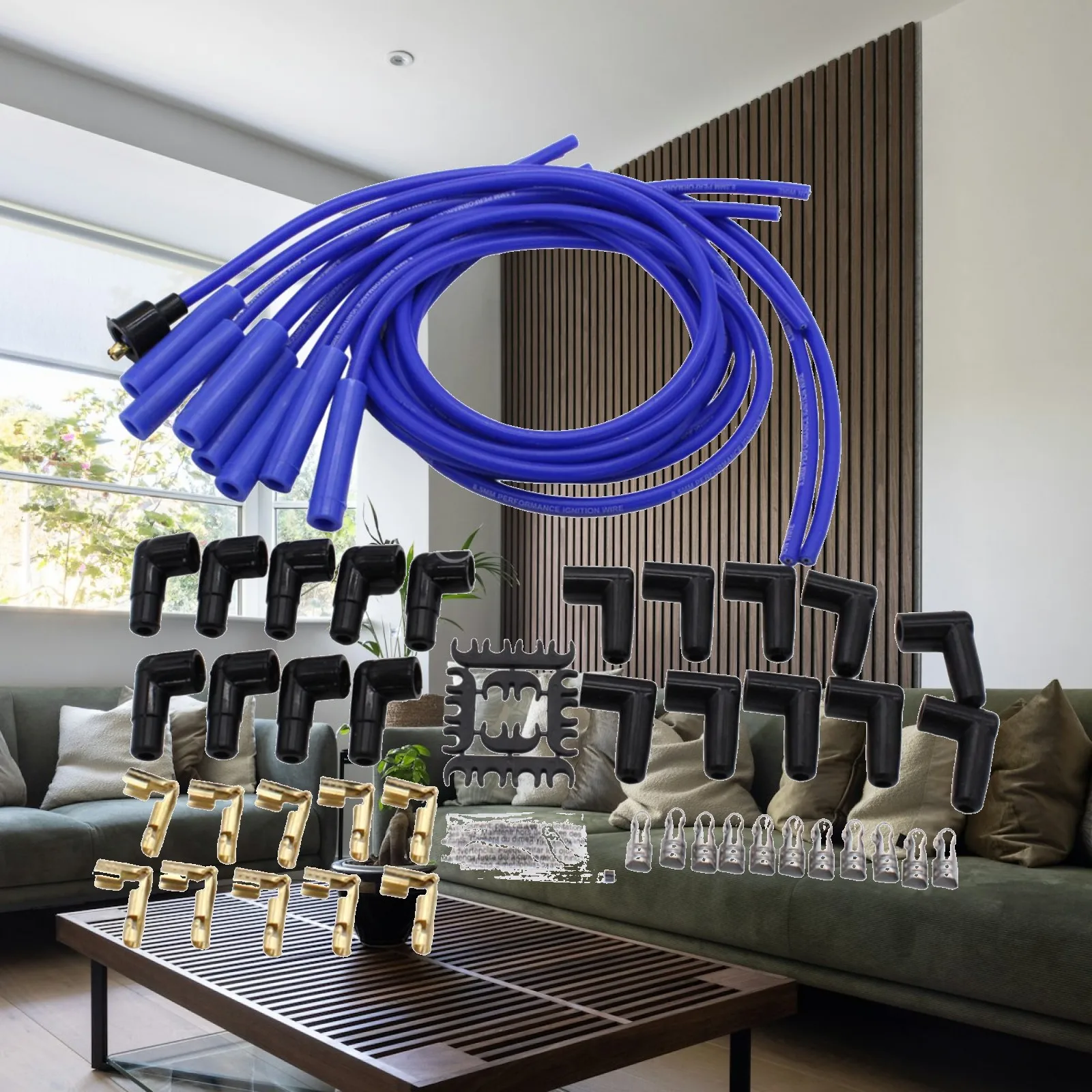 Durable Metal Spark Plug Wire Ignition Cable Set Easy Install Replace Parts for Auto Use