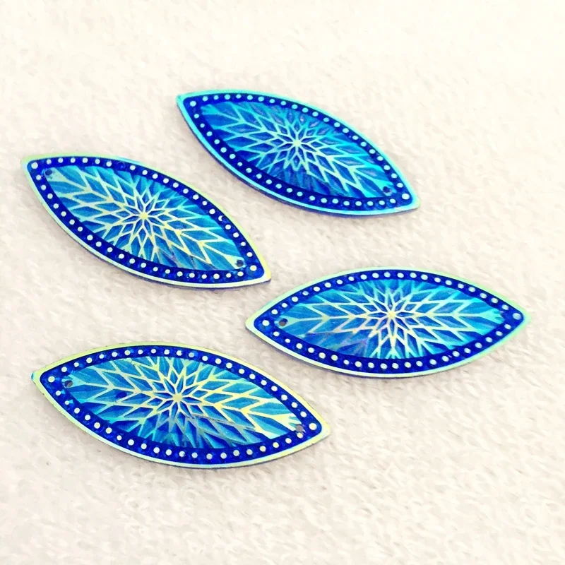 20*50mm 8pcs Shine Crystal AB Color Base Sew On Rhinestone Sew On Stones Spacer buttons for DIY Garment Jewelry A94*2