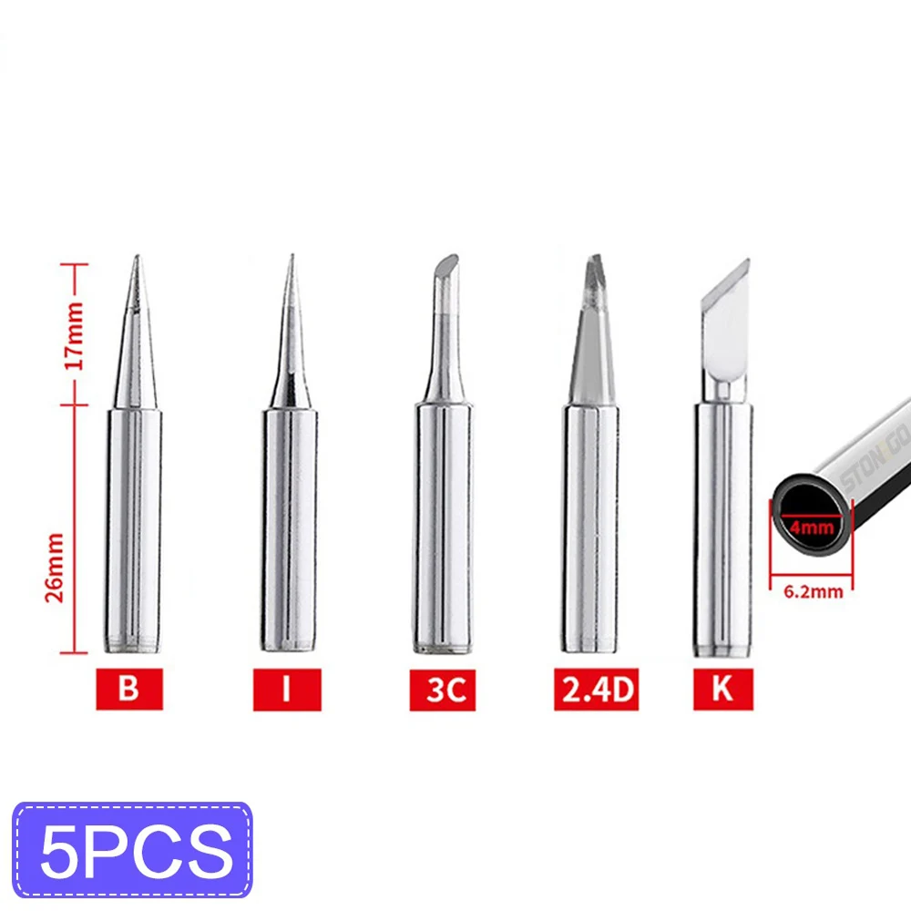 STONEGO Soldering Iron Tip Set - 5PCS or 10PCS - Replacement Tips for DIY Electric Soldering Iron Repair