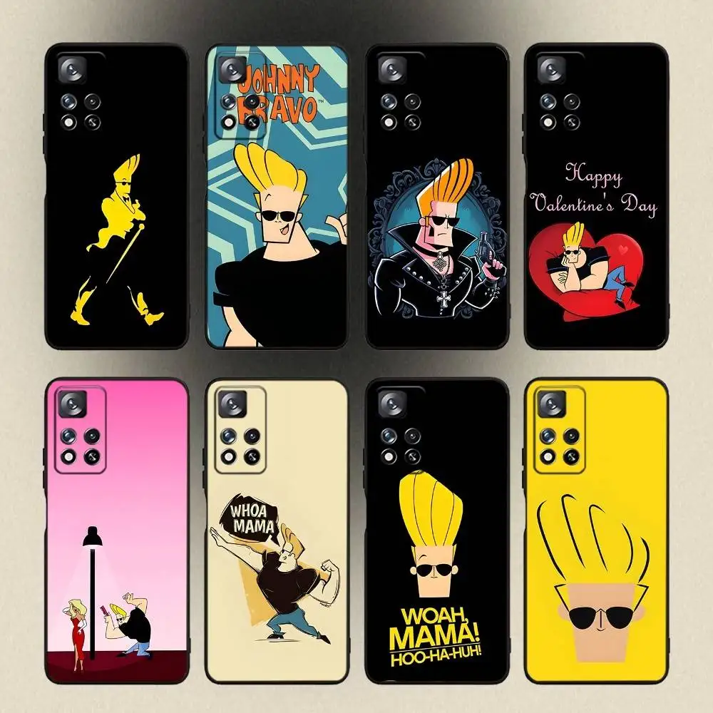 

Cartoon J-Johnny Bravo Phone Case For Samsung Galaxy A 91,80,73,72,53,52,51,22,5G,Plus,J,Note Soft Black Cover