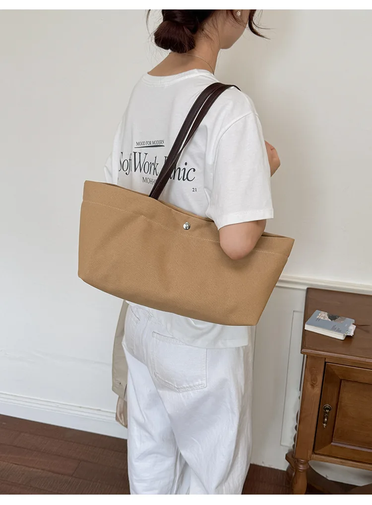 Canvas Damenhandtasche mit großer Kapazität, Vintage-Umhängetasche für Frauen, lässige große Tragetasche für den täglichen Pendelverkehr, Reisen, Einkaufen und Arbeit. – Detail 15
