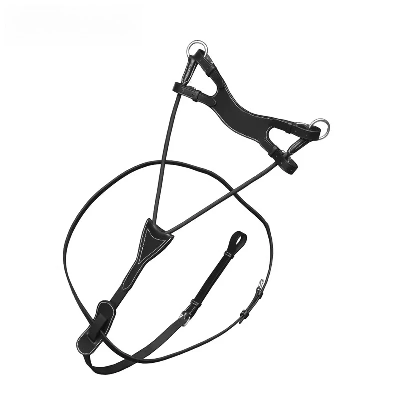 Classic Low Head Leather Anti-Wear Stopper with Elastic Adjustment, Round Elastic Fork Prevents Horse from Raising Head