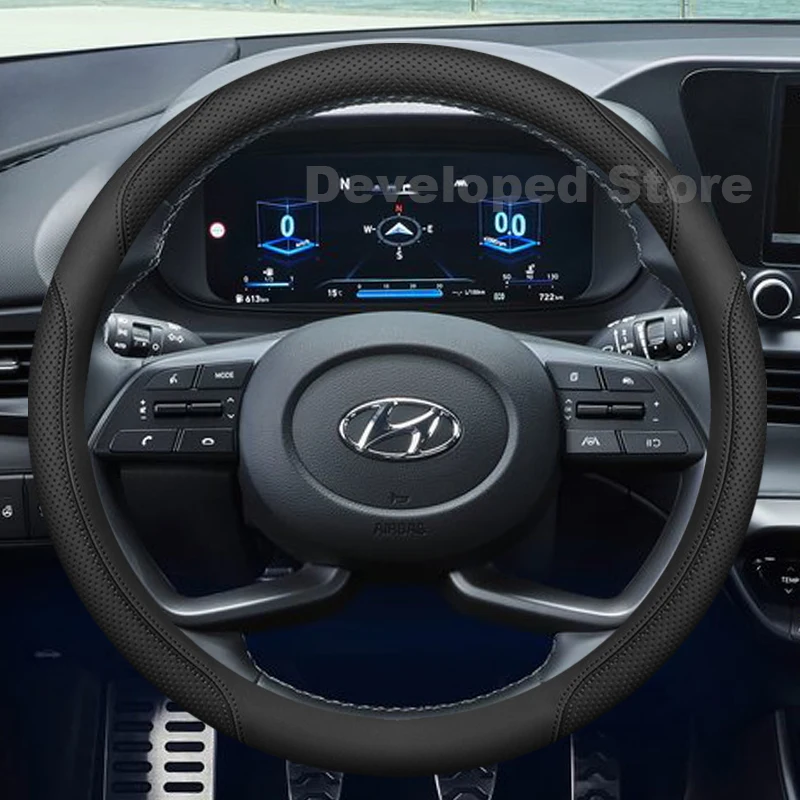 

Leather Car Steering Wheel Cover For Hyundai Bayon I20 I20N LAFESTA 2024-2022 2021 Auto Steering Wheel Hyundai i20 Accessories