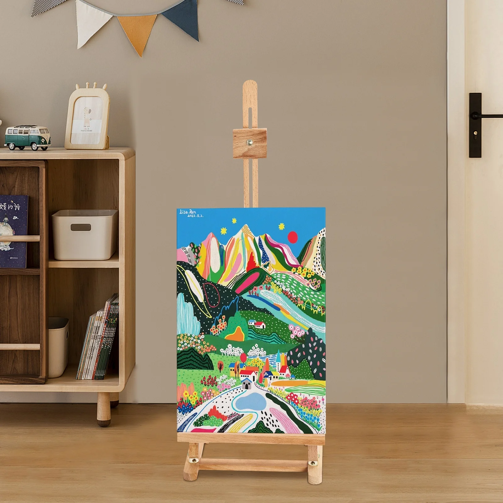 Wood Color Art Stand For Painting, Wooden Painting Stand, Painting Holder Stand 90-180° Adjustable Angle