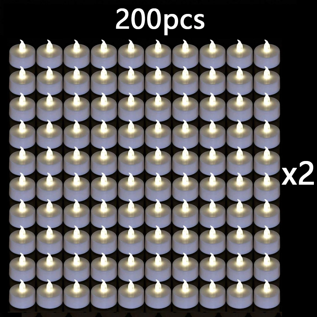 50/100/200Pcs LED Tea Lights Candles Flameless Flickering Battery Operated Night Light for Wedding Party Christmas Home Decor Supplies Bulk Pack