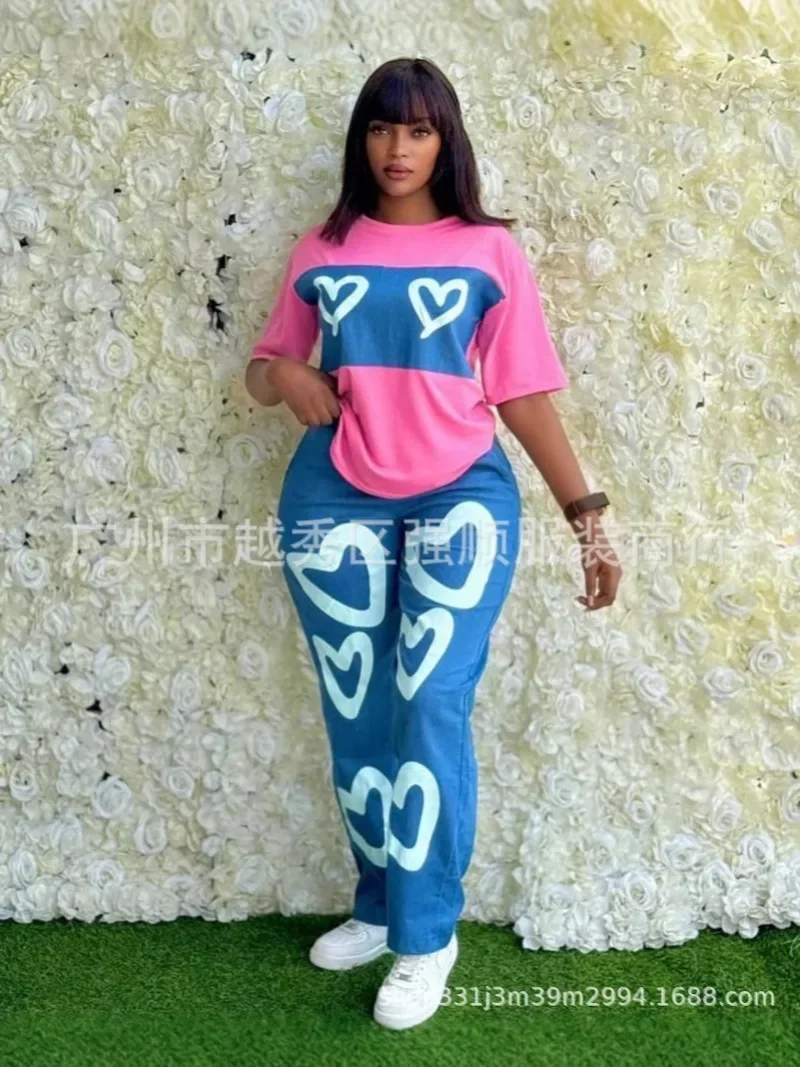 2 Pieces Women's Sets 2025 Spring Summer Letter Print Pullover Suit Tops And Pants Suits Two Piece Set Tracksuit Outfit image 5