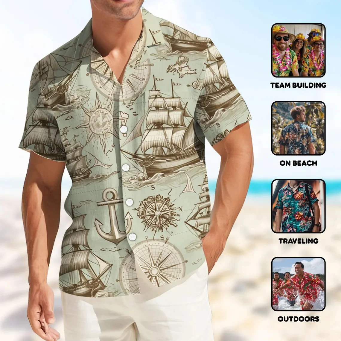 

Men's Biker Graphics Shirts Short Sleeved Button Down Lapel Shirt For Summer Oversized Breath Vacation Casual Hawaiian Shirts