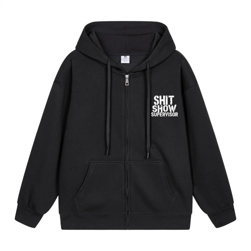

Men's Zip-Up Hoodie Shit Show Supervisor Print Design 2025 New Style Casual Couples’ Style Casual and Loose