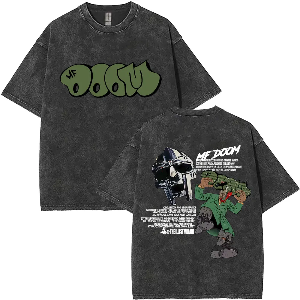 New Arrival Mens Clothes Tee Shirt Homme Graphic T-Shirts Tshirt for Men Ropa Hombre Rapper Mf Doom Album Madvillainy Washed