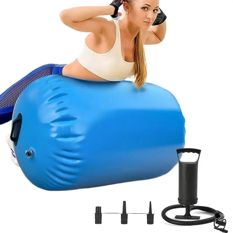 Gymnastics Tumbling Barrel Inflatable Tumbling Air Barrel Roller Inflatable Tumbler Roller Back-Bend Trainer with Air Pump for