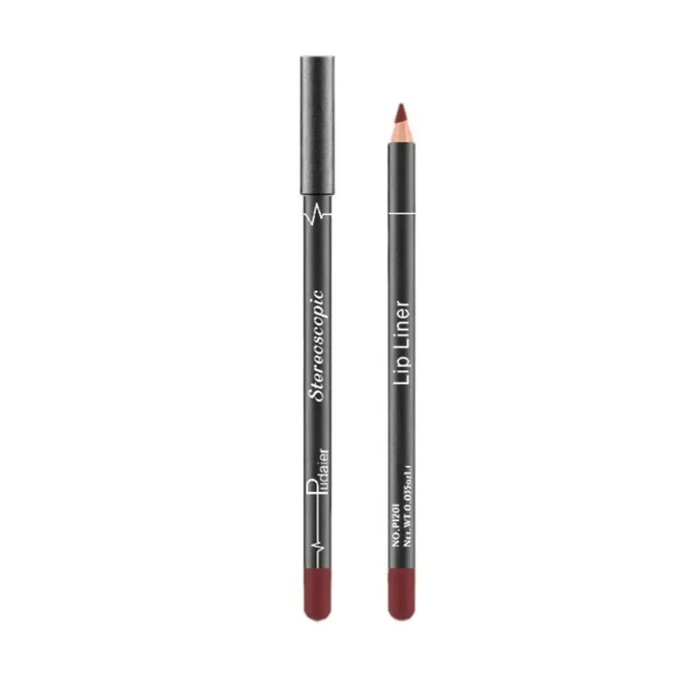 Conjunto de caneta Lipliner vermelho portátil para meninas, forro de lábios impermeável, maquiagem cosmética, beleza, duradoura, nua, marrom, maquiagem